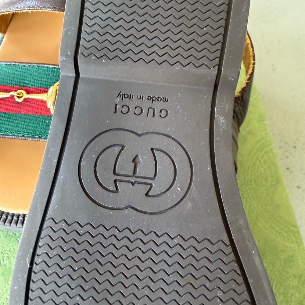 Kids Brown Leather Sandals with Green & Red Accent - Picture 7 of 10